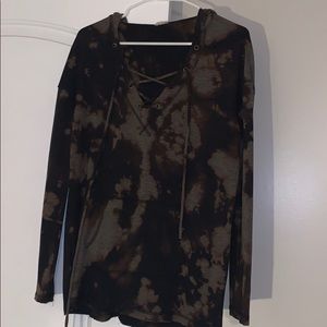Bleached Cross Tie Hoodie